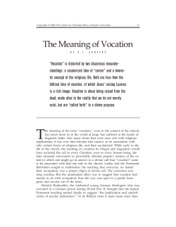 The Meaning of Vocation