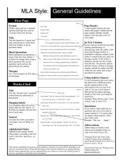 MLA Style: General Guidelines