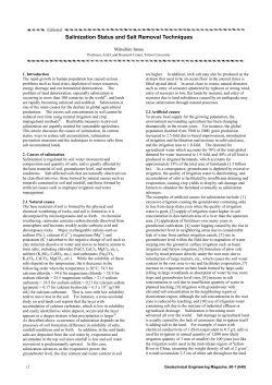 Salinization Status and Salt Removal Techniques