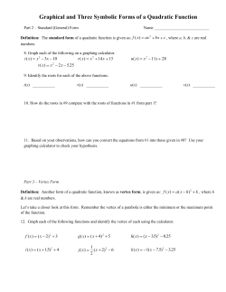 Graphical and Three Symbolic Forms of a Quadratic Function
