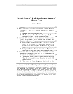Beyond Congress`s Reach: Constitutional Aspects of Inherent Power