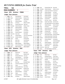 RUNNING ORDER for Entire Trial