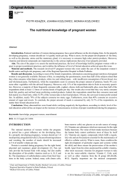 The Nutritional Knowledge of Pregnant Women