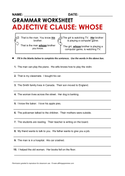 grammar worksheet adjective clause: whose