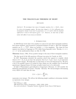 THE TRIANGULAR THEOREM OF EIGHT 1. Introduction In 1638
