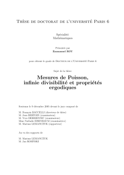 Mesures de Poisson, infinie divisibilité et propriétés ergodiques