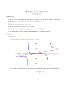 College Algebra for Calculus Exam 2 Key