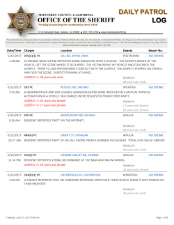 daily patrol log - Monterey County Sheriff`s