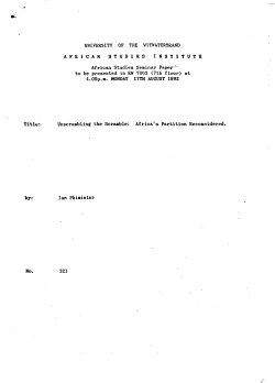African Studies Seminar Paper`" to be presented in RW 7003 (7th