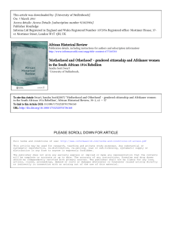 African Historical Review `Motherhood and Otherhood`