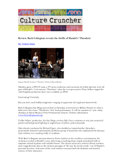 Review: Bach Collegium reveals the thrills of Handel`s `Theodora` By