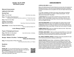 Sunday July 24, 2016 ANNOUNCEMENTS