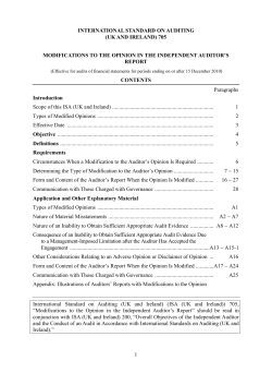 Modifications to opinions in the independent auditor`s report