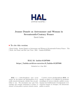 Jeanne Dumée as Astronomer and Woman in - Hal-SHS