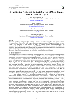 Diversification: A Strategic Option to Survival of Micro