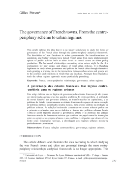 The governance of French towns. From the centre