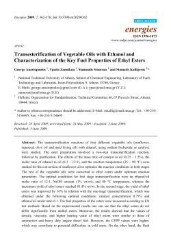 Transesterification of Vegetable Oils with Ethanol