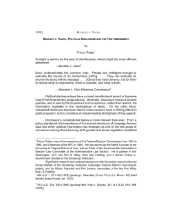 Buckley v. Valeo, Political Disclosure and the First Amendment