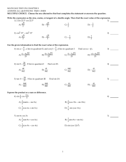 MATH 2412 TEST ON CHAPTER 5 ANSWER ALL QUESTIONS