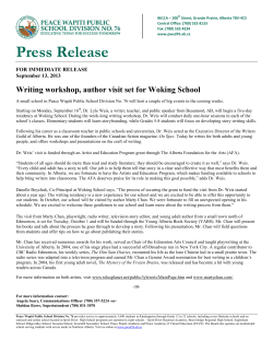 Press Release - Peace Wapiti School Division