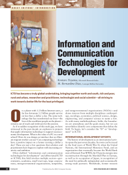 Information and Communication Technologies for Development
