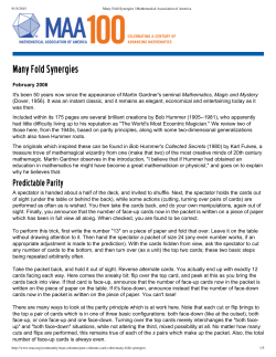 Many Fold Synergies | Mathematical Association of America