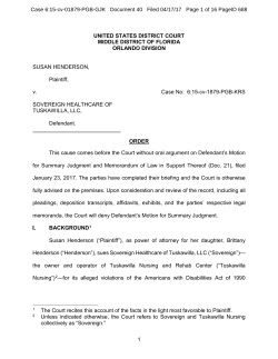 Henderson v. Sovereign Healthcare of Tuskawilla, LLC