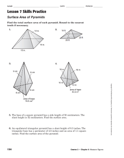 Surface Area of Pyramids with ANSWERS