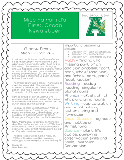 Miss Fairchild`s First Grade Newsletter
