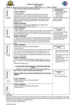 Monday Wednesd ay Thursday Friday Tuesday