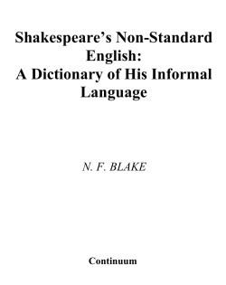 Shakespeare`s Non-Standard English: A Dictionary of His Informal