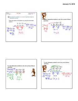 January 13, 2016 x + 3y = 17 2x - 3y =