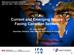 387 April 23, 2014 Emerging trends on issues affecting seniors in