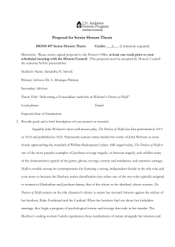 Proposal for Senior Honors Thesis