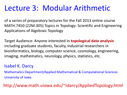 Lecture 3: Modular Arithmetic - Mathematical Sciences Home Pages