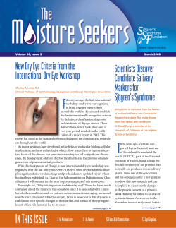 In This Issue 7 In Memoriam - Sjogren`s Syndrome Foundation