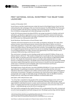 first national social investment tax relief fund launched