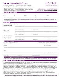 FACHE credential Application - American College of Healthcare