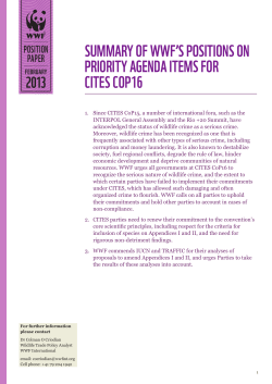 Summary of WWf`S poSitionS on priority agenda itemS for CiteS