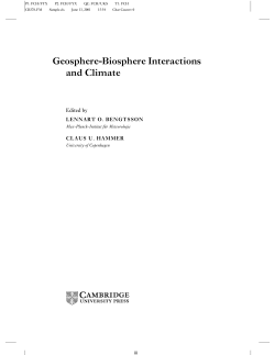 Geosphere-Biosphere Interactions and Climate