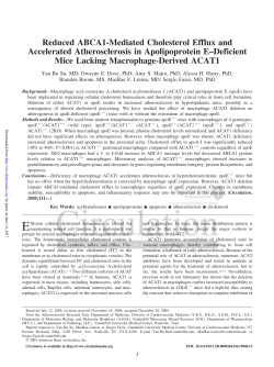 Reduced ABCA1-Mediated Cholesterol Efflux and