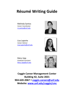 Résumé Writing Guide - University of North Florida