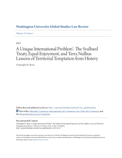 The Svalbard Treaty, Equal Enjoyment, and Terra Nullius