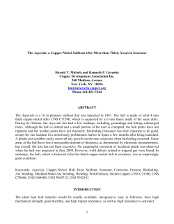 Corrosion resistance in seawater of the copper