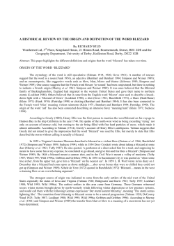 A Historical Review On The Origin and Definition of the Word Blizzard