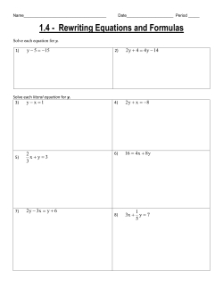 1.4 - Rewriting Equations and Formulas