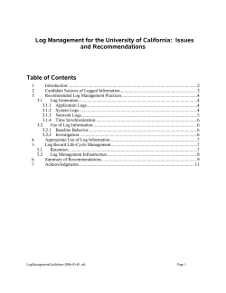 Log Management for the University of California: Issues and